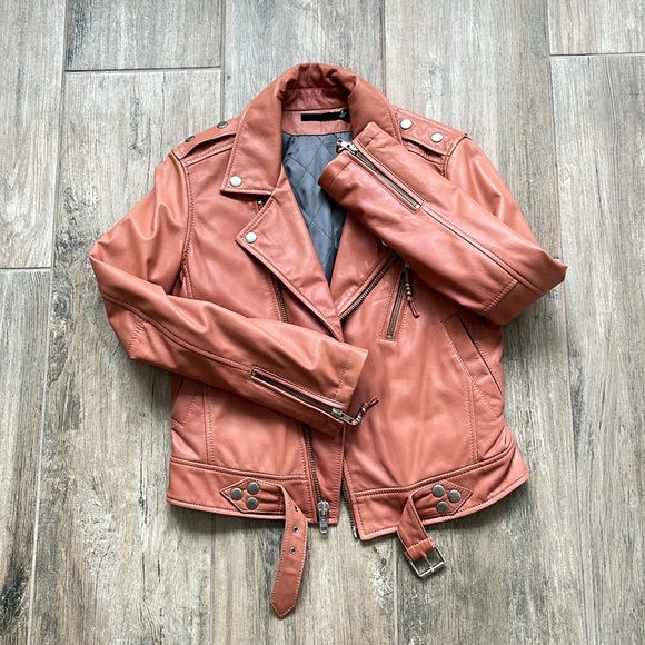 BLK DNM Lambskin Leather Jacket Mauve Pink Small 100% Genuine Leather  SMALL - Picture 3 of 6